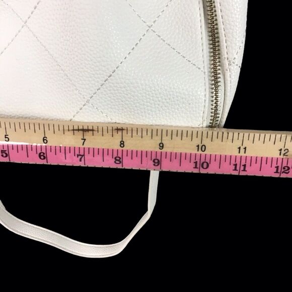 Sondra Roberts White Faux Leather Shoulder Bag Multi Zip Pockets Medium - Picture 13 of 16